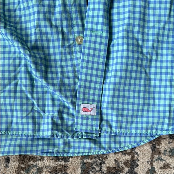 Vineyard Vines Blue and Green Casual Button Down Shirt - Picture 3 of 4